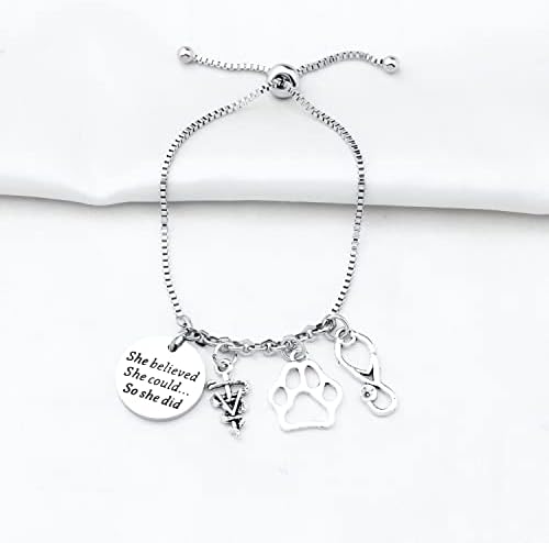 PLITI Veterinarian Gift Vet Tech Appreciation Gift She Believed She Could So She Did Veterinary Student Graduation Bangle